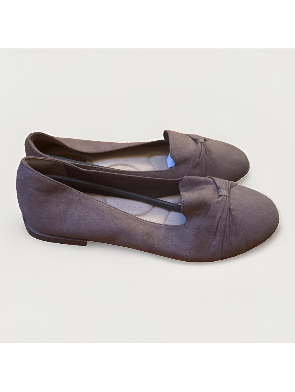 NEW SAIDOTETO Women's Faux Suede Brown Knotted Bow Ballet Flats Shoes Size 9